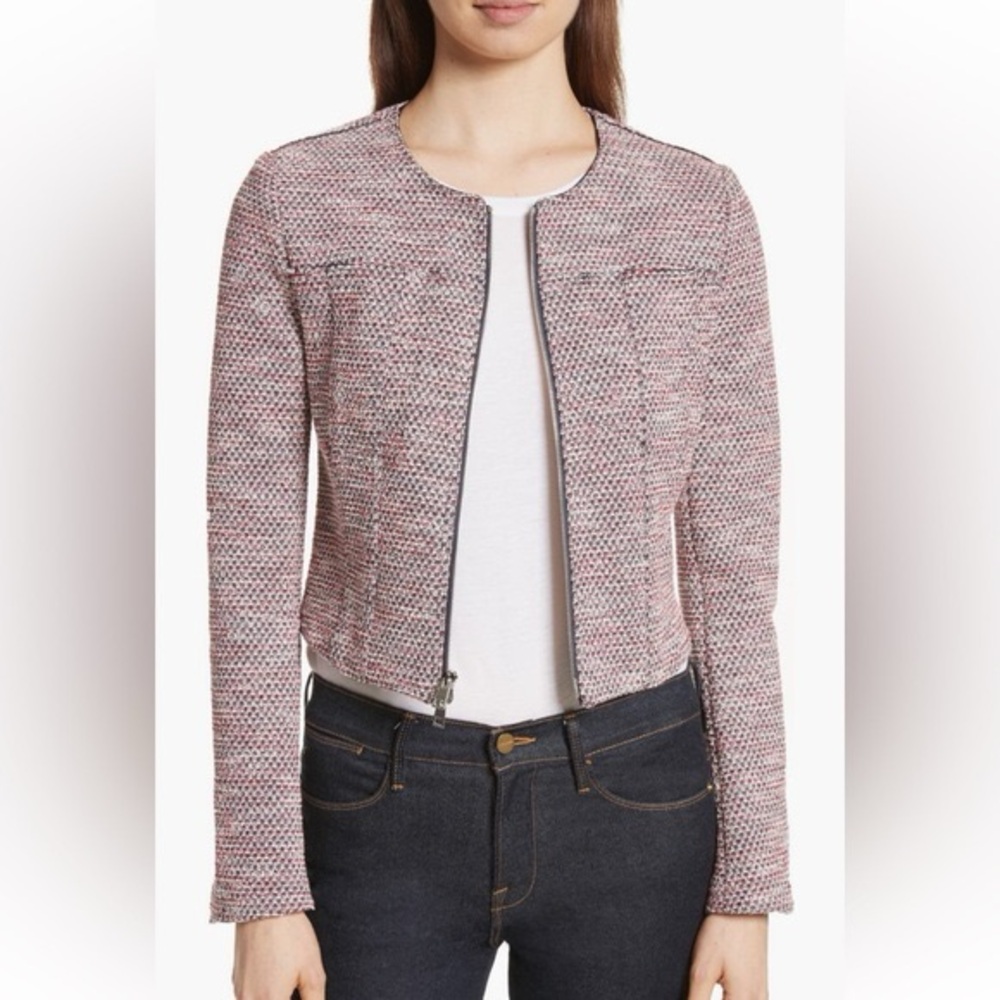 Theory Ualana Z Beacon Tweed‎ Pink Full Zip Jacket Women’s 6